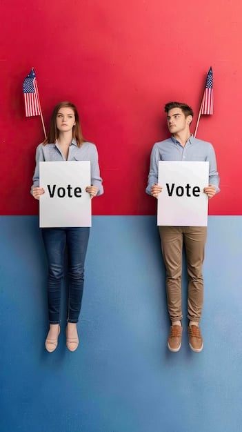 A split image showcasing two different voting scenarios: one with long lines and limited access, and the other with easy, accessible voting options.
