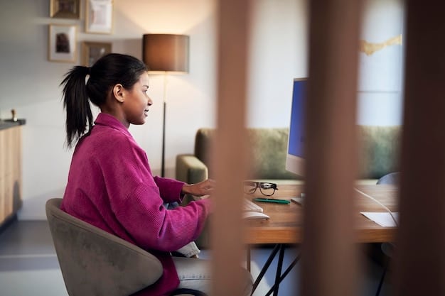A person working remotely from a home office, showcasing the flexibility offered by many US companies to accommodate diverse work-life balance needs. The setting is comfortable and productive.