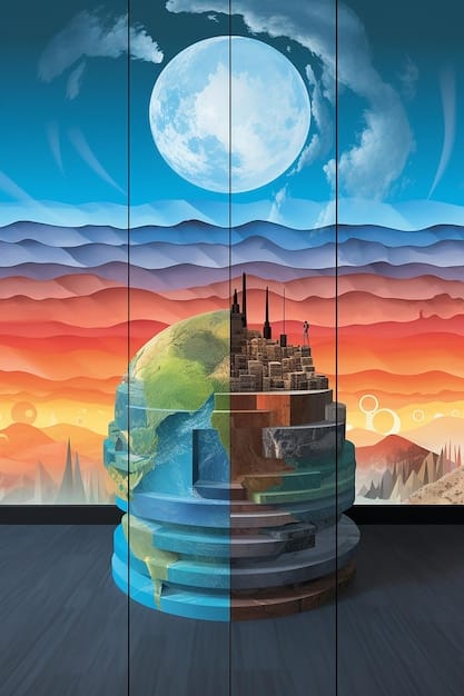 A split image showing the physical world on one side and a mirrored, enhanced version of it in a metaverse environment on the other. People are engaging in similar activities in both worlds, highlighting the blend of real and virtual.