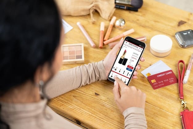 A close-up shot of a smartphone screen displaying Pinterest's new shopping interface, with product recommendations tailored to a user's previous pins and searches. The image should highlight clear product details and 