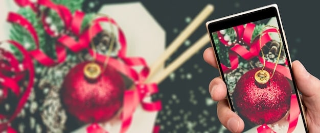 A close-up shot of a smartphone screen displaying an Instagram Reels video being edited. The screen shows various video editing features like a timeline with clips, transition effects, and sound wave representations. A hand (presumably the creator's) is seen interacting with the touch screen, possibly dragging and dropping elements. The background is a clean, modern desk setting with some creative tools.
