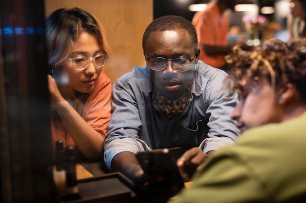 A diverse group of adult learners in a modern classroom setting, utilizing tablets and interactive displays, suggesting a reskilling or upskilling program in technology.