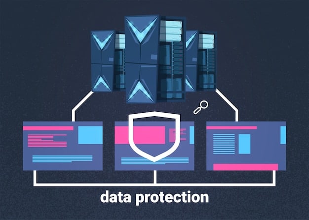 A stylized depiction of a secure data server with layers of protection, representing encrypted biometric templates and advanced cybersecurity measures.