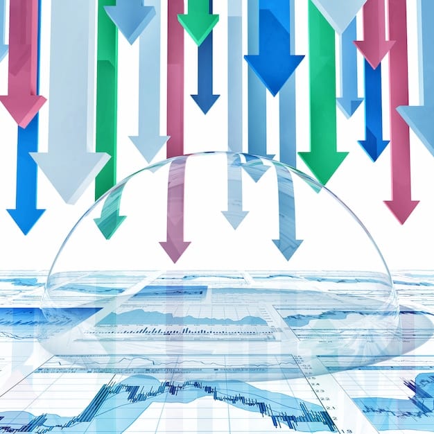 A detailed digital infographic illustrating complex financial projections with upward and downward arrows, representing the unpredictable nature of economic policy changes and their multifaceted effects on corporate finance.