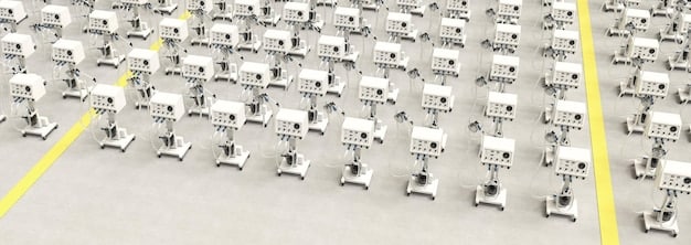 An aerial view of a sprawling automated manufacturing facility with robotic arms and conveyor belts, symbolizing efficiency and advanced production in the face of new trade agreements.