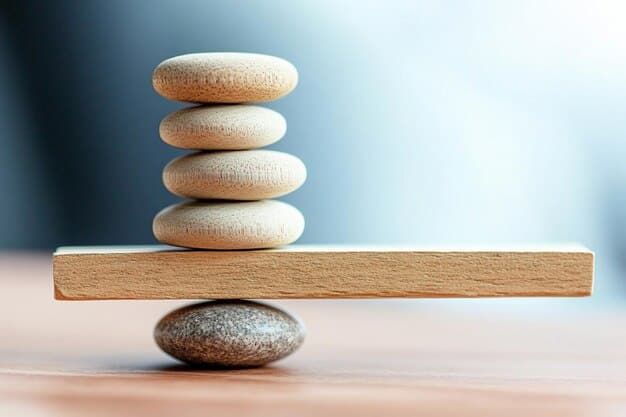 A visual metaphor showing a balanced scale with 