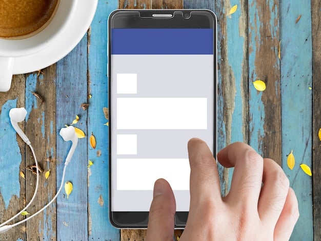 A close-up shot of a smartphone displaying Facebook's Community Standards page. The interface looks clean and user-friendly. The illustration highlights sections on safety, privacy, and reporting guidelines. Add title: Facebook's User Guidelines