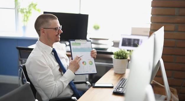 A healthcare administrator is reviewing data on a dashboard that shows cost savings and efficiency improvements resulting from the use of IoT devices. Charts and graphs illustrate reduced hospital readmissions and optimized resource allocation. The image highlights The Impact of IoT on Healthcare in the US: Improving Patient Outcomes and Reducing Costs.