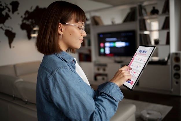 A woman is using an AR app on her tablet to select and customize a sofa. The app allows her to change the fabric and color of the sofa in real-time to see how it fits with her decor. This exemplifies How Augmented Reality is Revolutionizing Retail Experiences in the US.