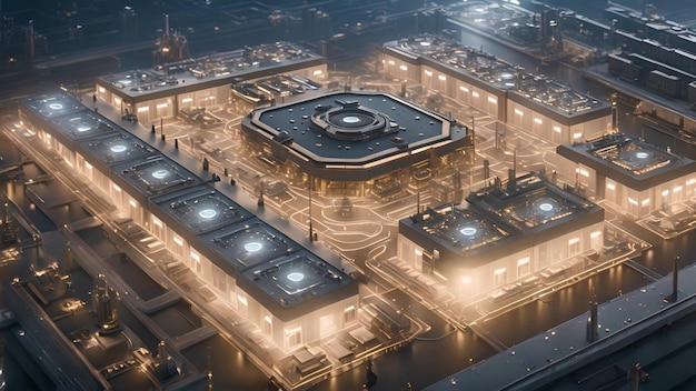 A rendering of a new semiconductor fabrication plant being built in the US, featuring the logos of major companies investing in the facility. The image represents job creation and economic growth as a result of the US Government Invests $50 Billion in Semiconductor Manufacturing.