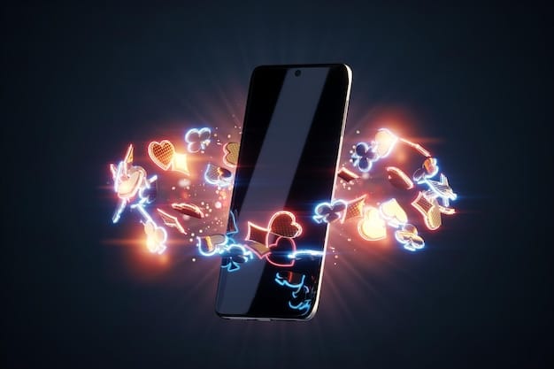 A smartphone screen displaying an abstract, glowing social media feed where two stylized figures appear to be clashing, symbolizing an online celebrity feud.