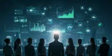 Professionals analyzing futuristic holographic job market projections for 2025 growth