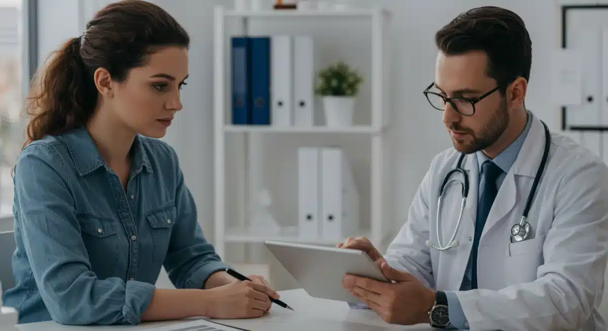 Doctor discussing medication risks with concerned patient