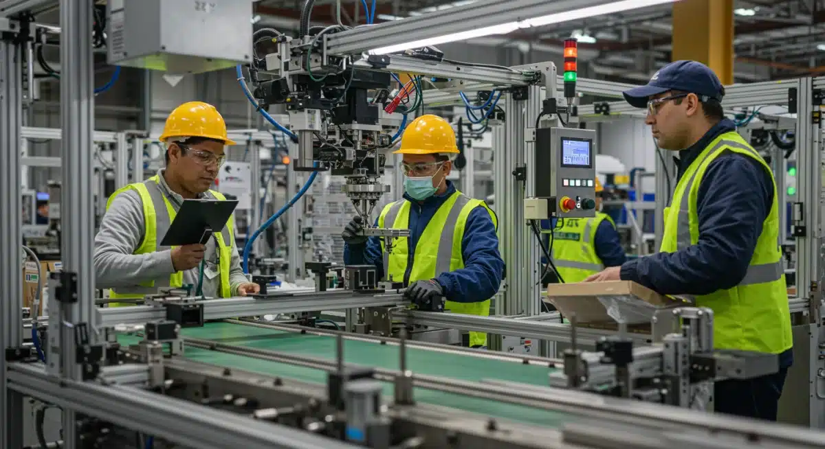 Domestic factory production line, symbolizing potential shifts in manufacturing due to new trade policies and tariffs.