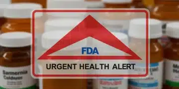 FDA urgent health warning sign over medication bottles