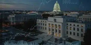 Federal Reserve building at dusk, symbolizing 2025 interest rate outlook and financial impact