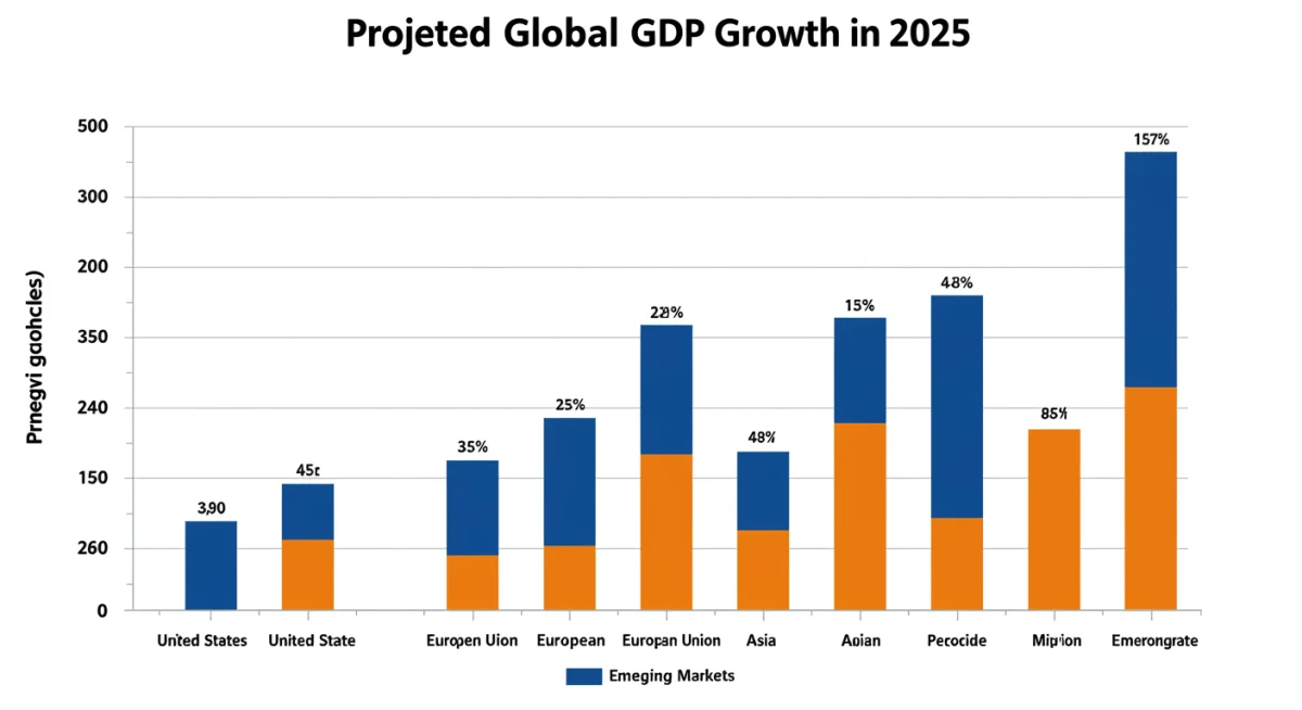 Graph depicting 2025 GDP growth projections for major global economies, highlighting variations.
