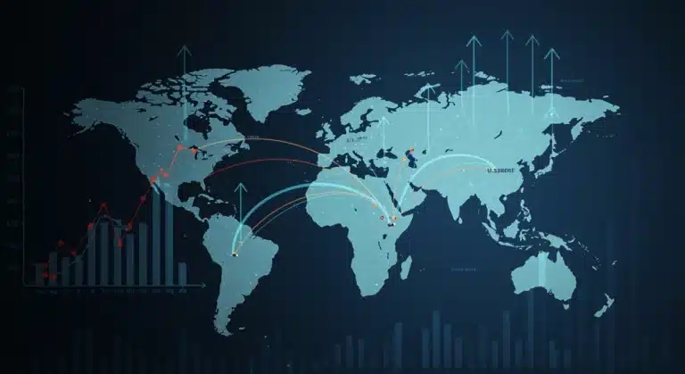 World map showing global economic growth projections and trade routes relevant to U.S. exporters in 2025.