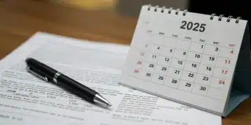 Official government tax documents and a pen, with a calendar for 2025, representing upcoming tax law changes.