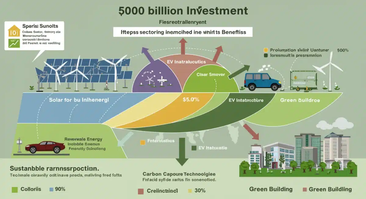 Infographic showing breakdown of 0 billion green investment sectors