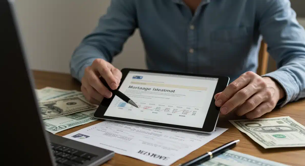 Homeowner reviewing mortgage statement due to interest rate hike