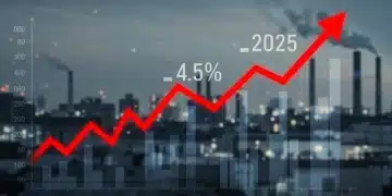Financial chart showing a sharp rise in inflation, projected to reach 4.5% by end of 2025.