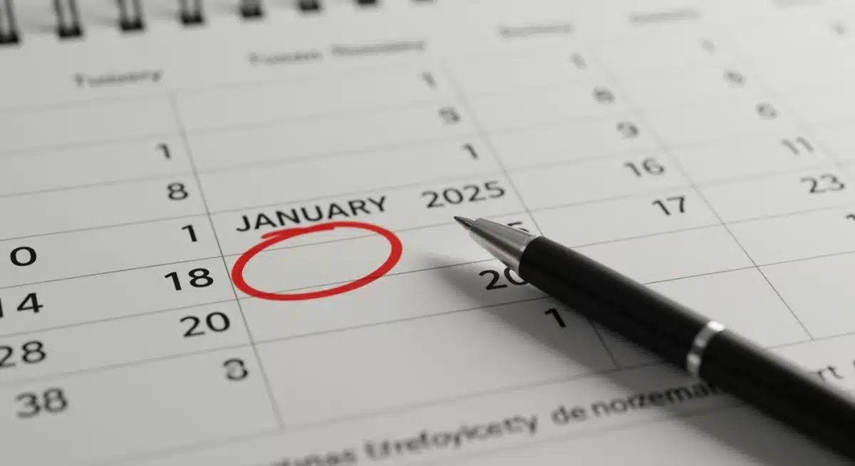 Calendar marking January 1 2025, new law effective date