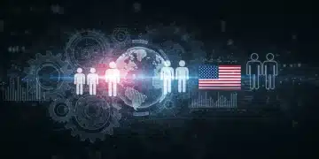 Stylized graphic illustrating the impact of an aging global population on the US workforce.