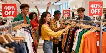 Shoppers enthusiastically engaging with 2026 Low Fashion Clearance Events, exploring discounted apparel.