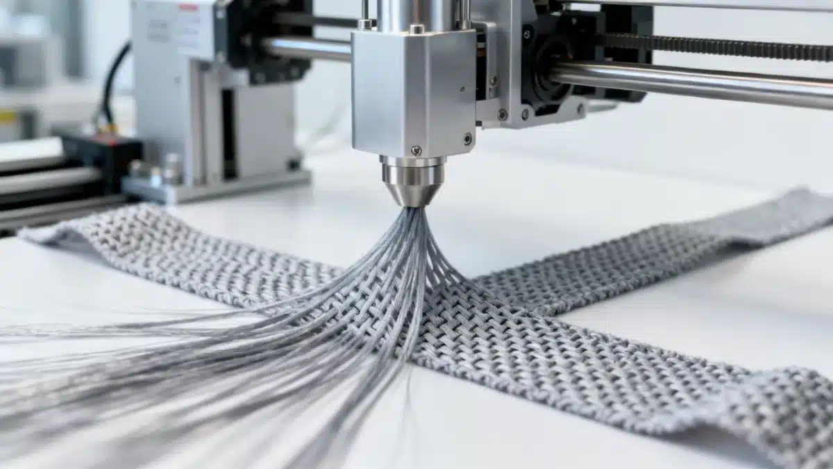 3D printer creating textile material for low fashion production
