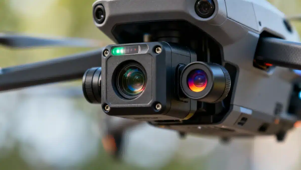 Close-up of advanced drone sensor array, highlighting key features of Drone Technology in 2026 for enhanced navigation and data collection.