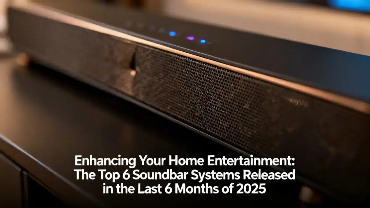 Close-up of a soundbar's advanced speaker grille and LED indicators