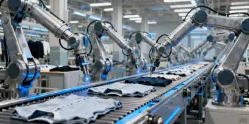 Automated factory producing low fashion clothing efficiently in 2026