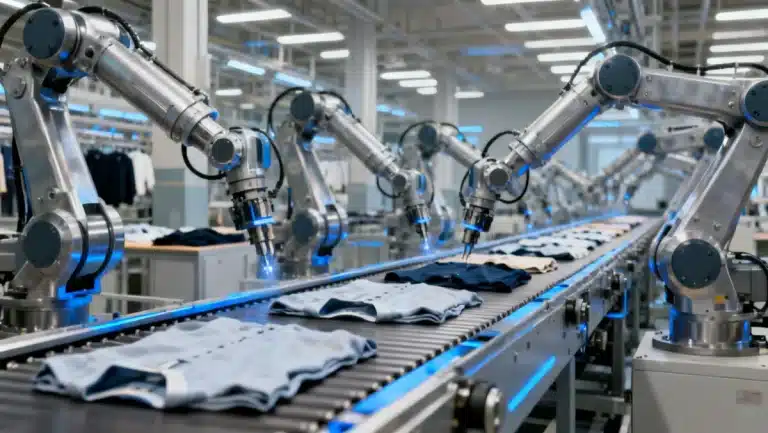 Automated factory producing low fashion clothing efficiently in 2026