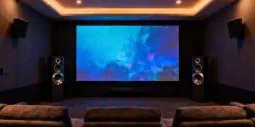 Immersive home theater with a large 4K projection screen, ideal for comparing The Best Projectors for Home Theater in 2026