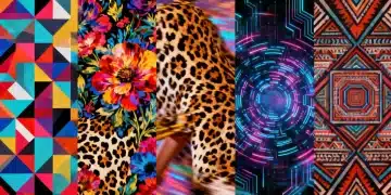 Dynamic collage of bold fashion prints shaping 2026 trends