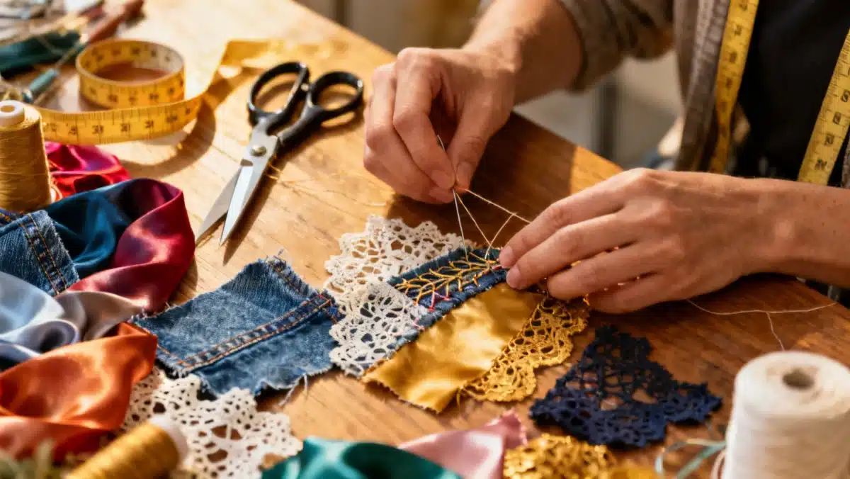 Designer working on innovative upcycling in fashion for 2026