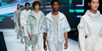 Futuristic fashion designs on a diverse runway illustrating Fashion Forecasting for 2026: 3 Key Factors Shaping Future Styles.