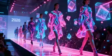 Futuristic digital fashion show showcasing innovative virtual garments