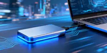 Futuristic external SSD drive with high capacity for 2026