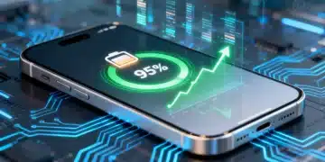 Futuristic smartphone screen showing enhanced battery life from advanced settings 2026