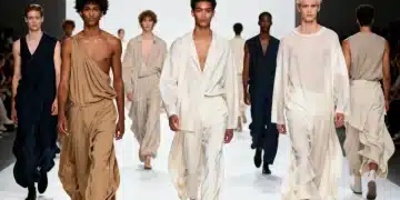 Models showcasing Gender-Neutral Fashion in 2026 on a minimalist runway.
