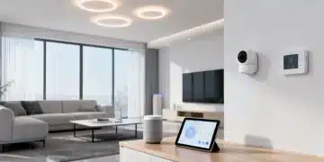 Integrated smart home ecosystem control panel in a modern living room