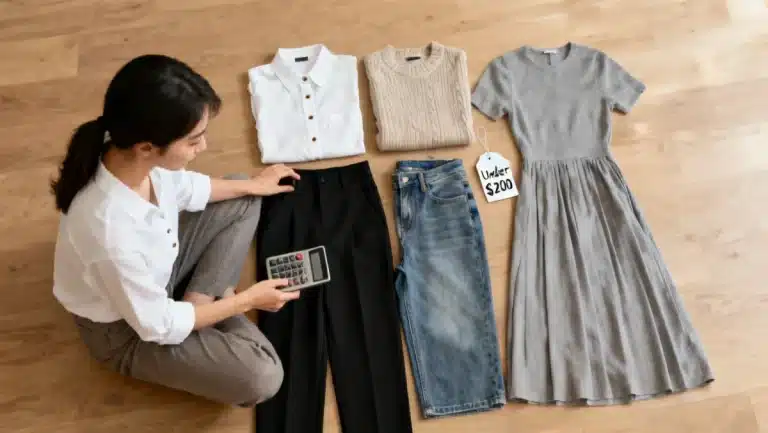 Woman planning low fashion capsule wardrobe for under $200
