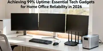 Modern home office setup with essential tech for 99% uptime