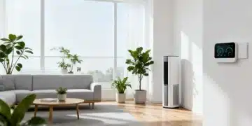 Modern living room with air purifier, showcasing Global Wellness Trends Impacting Home Products in 2026: Achieving a 20% Improvement in Indoor Air Quality.