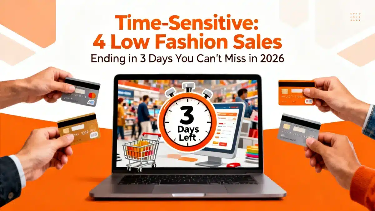 Online shopping cart with countdown for Time-Sensitive: 4 Low Fashion Sales Ending in 3 Days You Can't Miss in 2026.