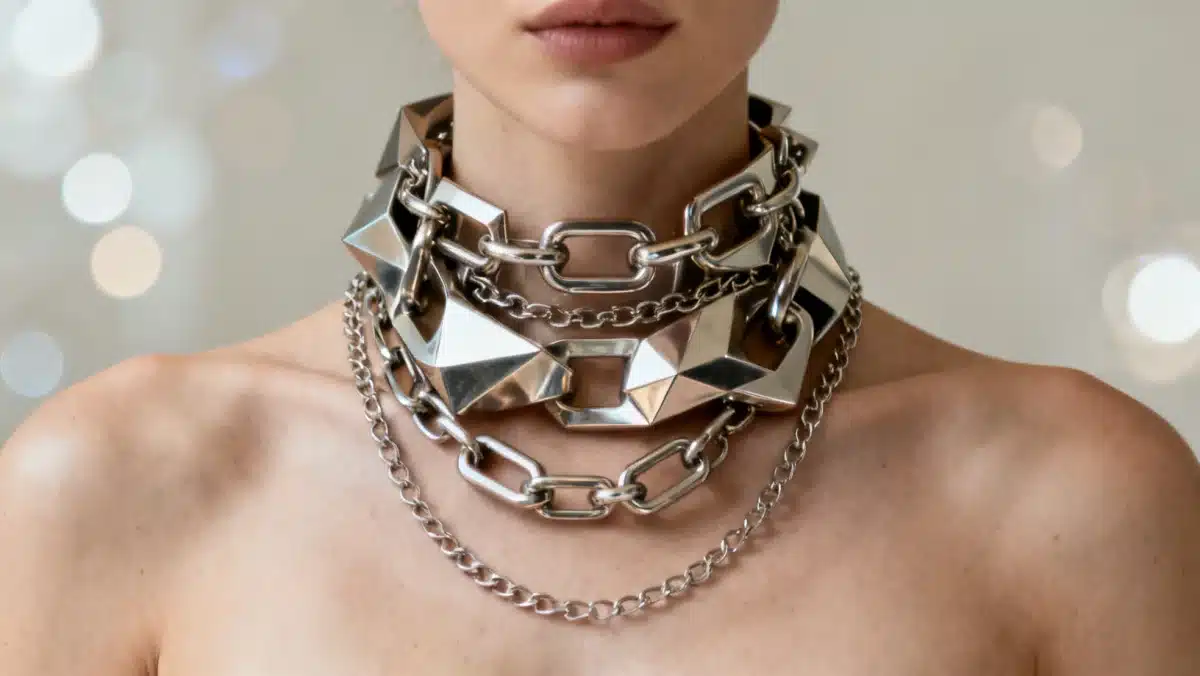 Oversized sculptural metallic necklace, a key Street Style Secret of 2026.