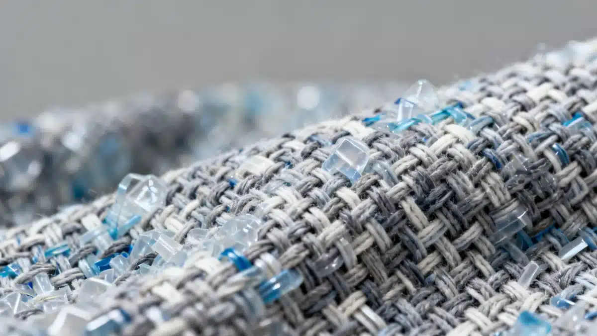 Close-up of innovative recycled textile material for sustainable fashion