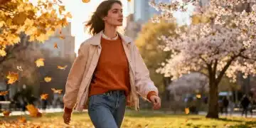 Stylish woman demonstrating smart wardrobe choices for Seasonal Transitions 2026